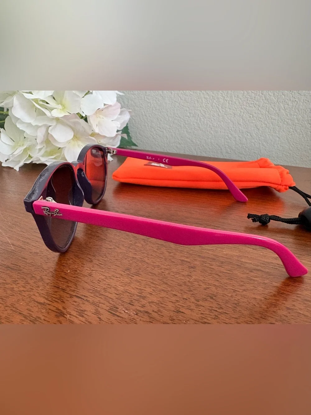 Ray-Ban Kids Purple Sunglasses with Orange Case Accent